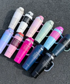 Sitarayuri Dual-Drink Insulated Tumbler 1.2L Stainless Steel Handled Cup Flip-Top Direct Sip &Amp; Straw Cup - Image 6