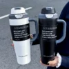 Sitarayuri Dual-Drink Insulated Tumbler 1.2L Stainless Steel Handled Cup Flip-Top Direct Sip &Amp; Straw Cup