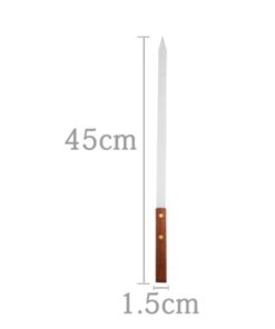 Bbq Barbecue Stainless Steel Kebab Skewers Turkish Flat Skewers With Long Wood Handle Pack Of 5 - 45Cm - Image 4