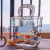 Glass Purse Vase For Flowers Clear Hand Blown Glass Vases With Elegant Purse Clear Glass Bag Vase, Glass Fish Bowl Vase With Fish Bowl Handbag 1 Glass Purse Vase For Flowers Clear Hand Blown Glass Vases With Elegant Purse Clear Glass Bag Vase, Glass Fish Bowl Vase With Fish Bowl Handbag
