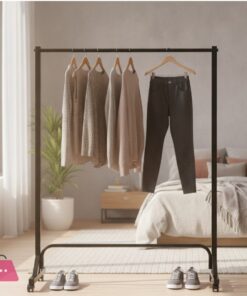 5 Feet Cloth Hanging Trolley Stand with Wheels