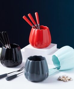 Luxury Ceramic Fruit Fork Set Stainless Steel Pick