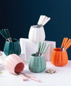 Luxury Ceramic Fruit Fork Set Stainless Steel Pick - Image 3