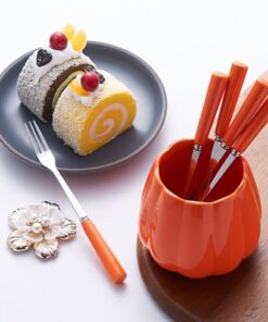 Luxury Ceramic Fruit Fork Set Stainless Steel Pick - Image 2