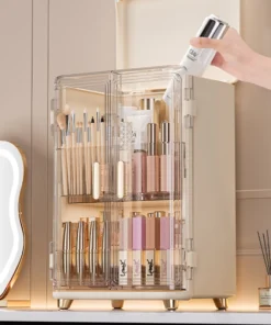 Acrylic Cosmetics Storage Box Large-Capacity Dust-Proof Desktop Dressing Table Luxury Makeup Box - Image 3