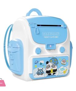 Cartoon Piggy Bank for Kids Auto Scroll Coin Password Unlock Backpack Money Box with Music Toy