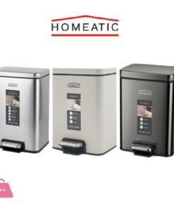 Homeatic Stainless Steel Square Pedal Bin 12 Litre (Hydrolic)