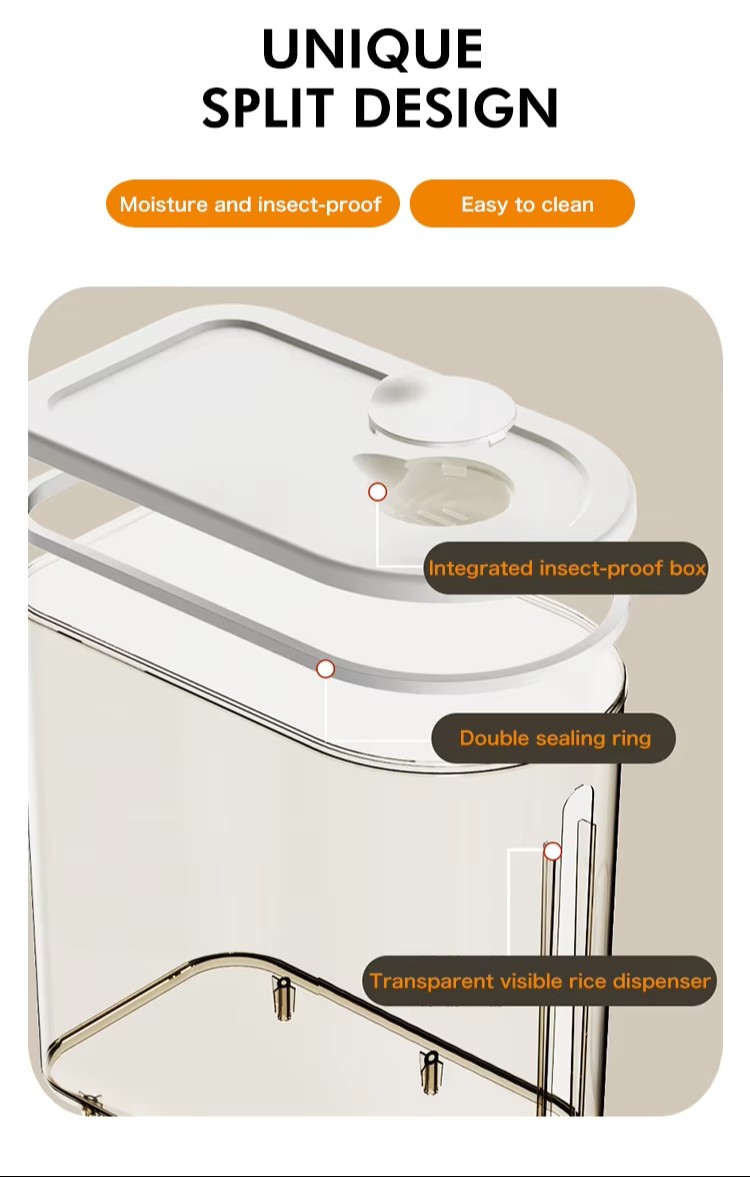 Kitchen Rice Dispenser Bucket Storage Container Sealed Lid 10Kg 20 Kitchen-Rice-Dispenser-10Kg-Bucket-Storage-Container-Sealed-Lid
