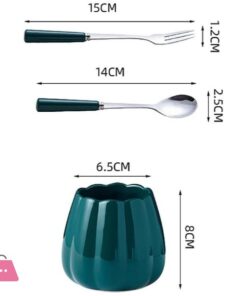 Luxury Ceramic Fruit Fork Set Stainless Steel Pick - Image 9