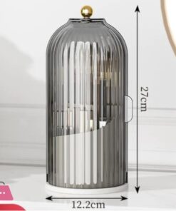Makeup Brush Holder With Lid 360 Rotating Makeup Organizer - Image 2