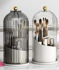 Makeup Brush Holder with Lid 360 Rotating Makeup Organizer