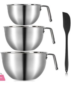 Stainless Steel Mixing Bowls With Handle Pour Spouts &Amp; Measurement Marks With Free Spatula - Image 3