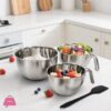 Stainless Steel Mixing Bowls with Handle Pour Spouts & Measurement Marks With Free Spatula
