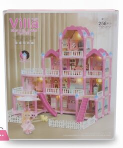 Villa Kids Doll House Playset 3-Story Princess Dream Home 258Pcs With Slide Balcony And Garden For Girls Ages 3+ - Image 2