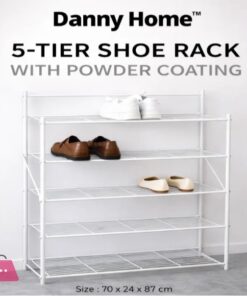 Danny Home 5-Tier Shoe Rack – Powder-Coated Metal Frame (70 X 24 X 87 Cm)