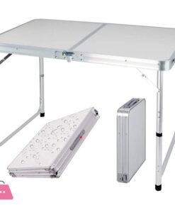 Aluminium Lightweight Folding Table 120Cm 4Ft Height Adjustable 3 Settings Camping Picnic Bbq W/Carry Handle