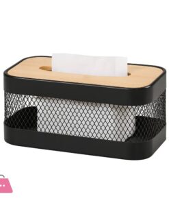 Top Grade Mesh Wire Metal Tisse Box Wood Top
