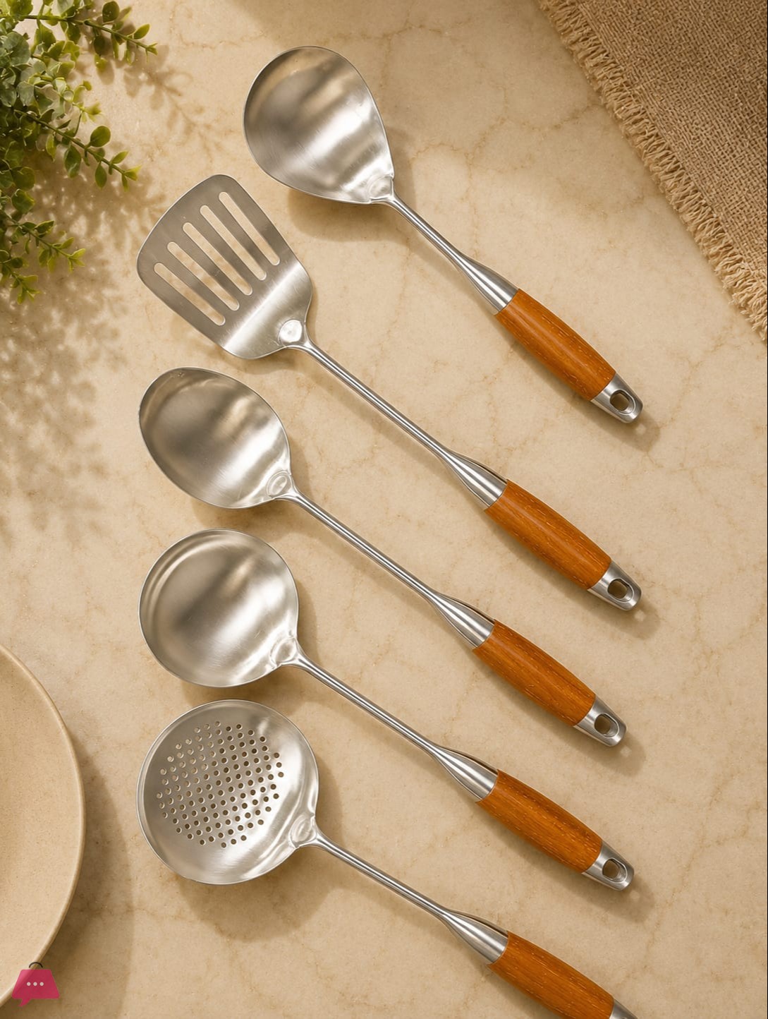 5 Pcs Stainless Steel Cooking Spoon Set Wooden Handle – High Quality 5 5-Pcs-Stainless-Steel-Cooking-Spoon-Set-Wooden-Handle-–-High-Quality