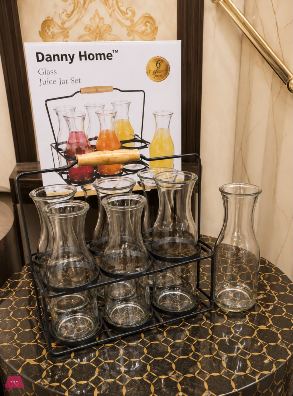 danny-home-glass-juice-jar-set-with-holder-520ml---6pcs