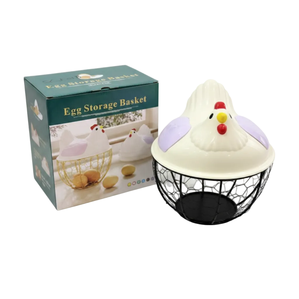 Eggs Basket With Plastic Hen Lid
