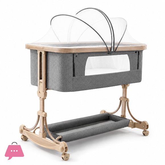 High Quality Baby Bedside Rocking Crib Adjustable Baby Bed Bedside Side Bassinet Cradle - C2