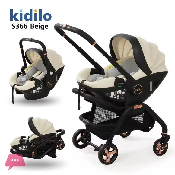 Kidilo 3 In 1 Baby Stroller &Amp; Car Seat Travel System – Reversible Luxury Pram For Newborn To Toddler - S366 5 Kidilo 3 In 1 Baby Stroller &Amp; Car Seat Travel System – Reversible Luxury Pram For Newborn To Toddler - S366 - Image 3