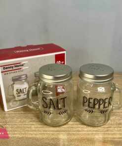 Mason Jars Salt and Pepper Shaker Set Handle Lid