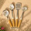 4 Pcs Stainless Steel Cooking Spoon Set Wooden Handle - High Quality 3 4 Pcs Stainless Steel Cooking Spoon Set Wooden Handle - High Quality