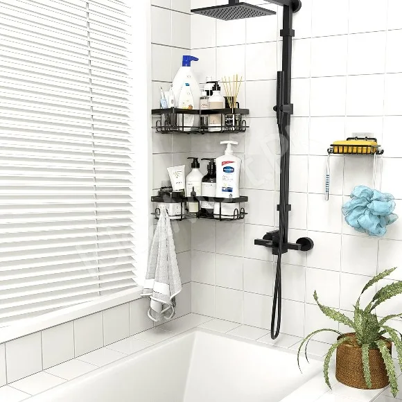 5-Piece Black Metal Wire Shower Caddy Organizer Set