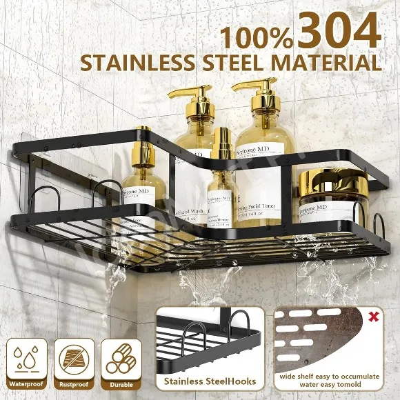 5-Piece Black Metal Wire Shower Caddy Organizer Set
