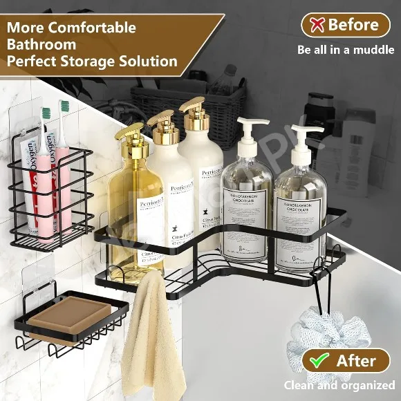 5-Piece Black Metal Wire Shower Caddy Organizer Set