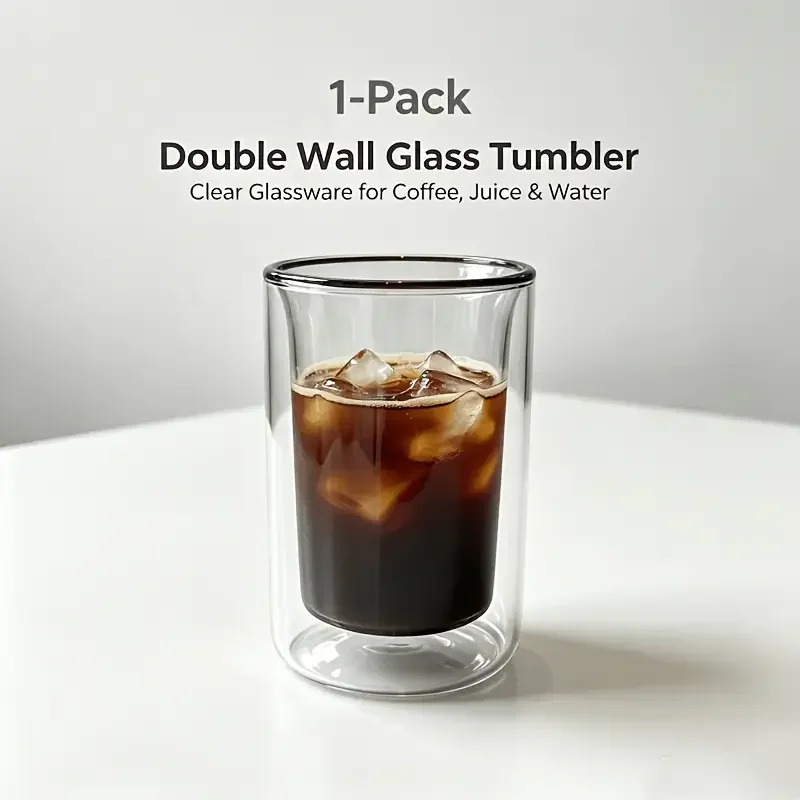 2pcs smoke gray double layer glass cups gao glass material double layer insulation outer layer is transparent cup with smoke gray interior used for juice coffee beer liquor tea cup and other restaurant bar home use Product details 3