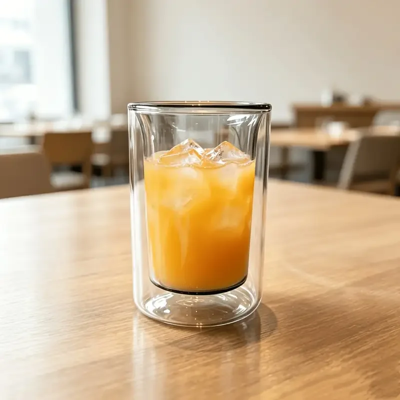 2pcs smoke gray double layer glass cups gao glass material double layer insulation outer layer is transparent cup with smoke gray interior used for juice coffee beer liquor tea cup and other restaurant bar home use Product details 4