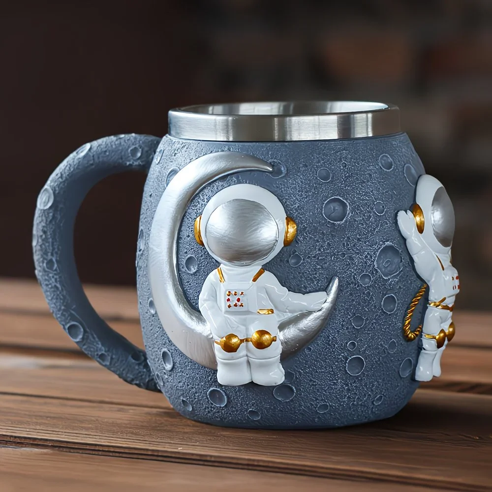 1 astronaut pattern mug stainless steel coffee cup beer mug gift for space enthusiasts Product details 0