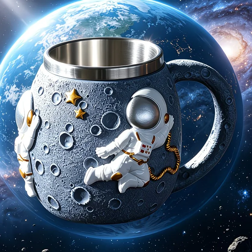 1 astronaut pattern mug stainless steel coffee cup beer mug gift for space enthusiasts Product details 1