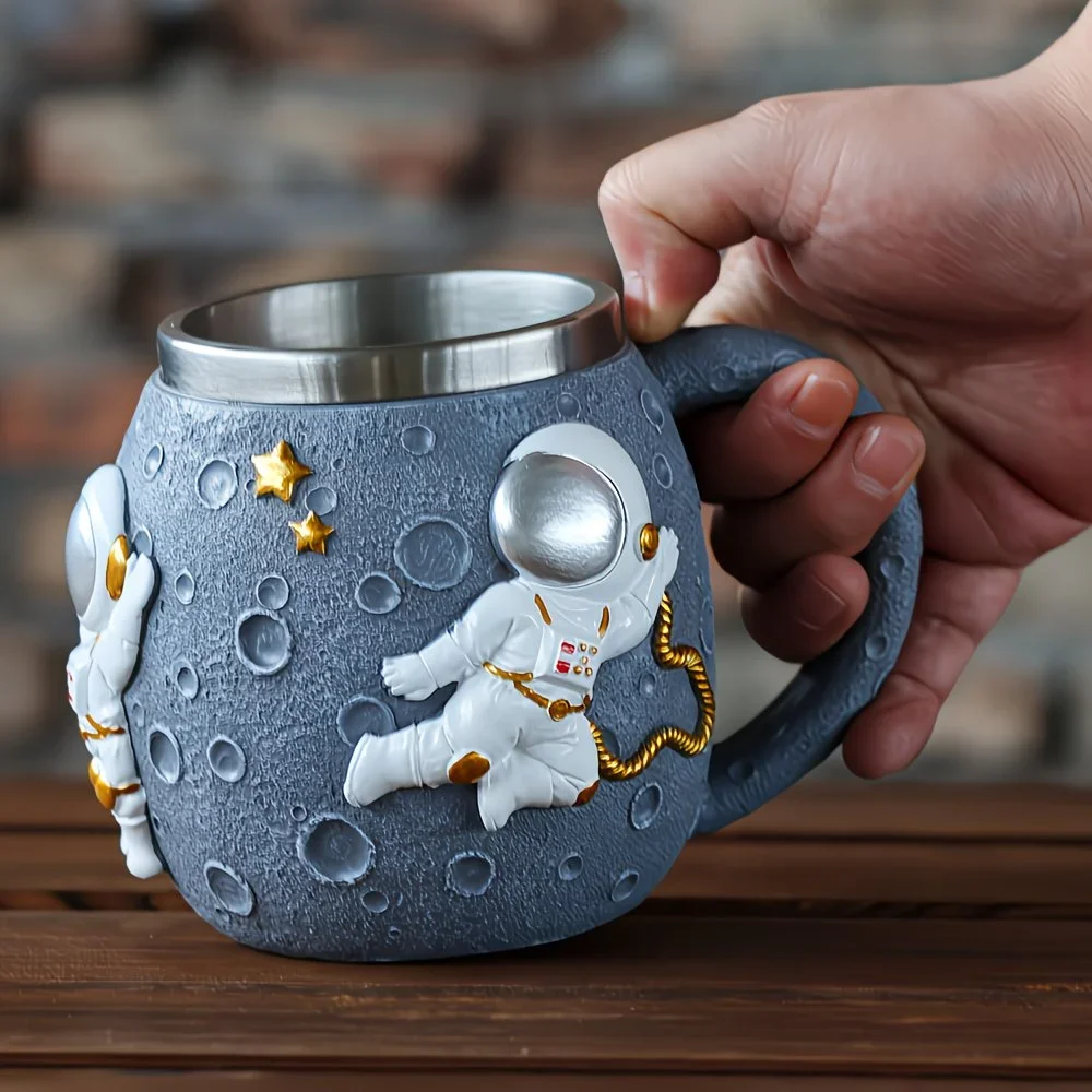 1 astronaut pattern mug stainless steel coffee cup beer mug gift for space enthusiasts Product details 2