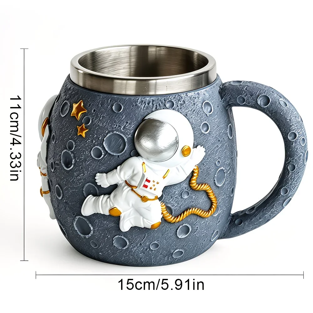 1 astronaut pattern mug stainless steel coffee cup beer mug gift for space enthusiasts Product details 3