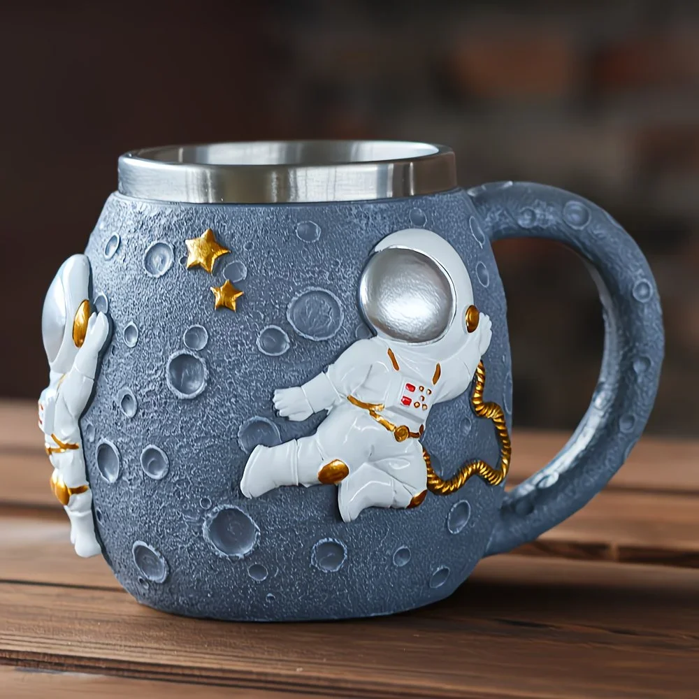 1 astronaut pattern mug stainless steel coffee cup beer mug gift for space enthusiasts Product details 4
