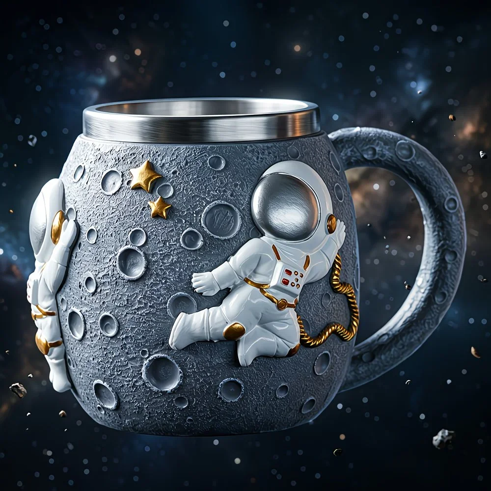 1 astronaut pattern mug stainless steel coffee cup beer mug gift for space enthusiasts Product details 5