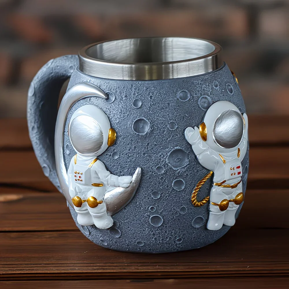 1 astronaut pattern mug stainless steel coffee cup beer mug gift for space enthusiasts Product details 6