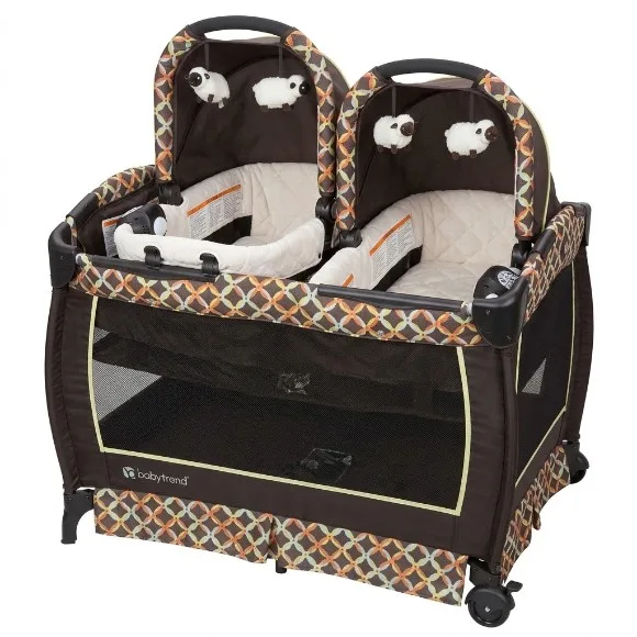 Babytrend Twins Nursery Center Circle Tech Black Playard Playpen - B62F