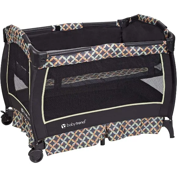 Babytrend Twins Nursery Center Circle Tech Black Playard Playpen - B62F