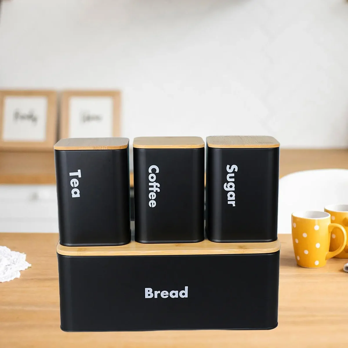 Kitchen Canisters Set with Lid Cover Portable Practical Rustic Metal Bread Box Kitchen Canisters Set with Lid Cover Portable Practical Rustic Metal Bread Box