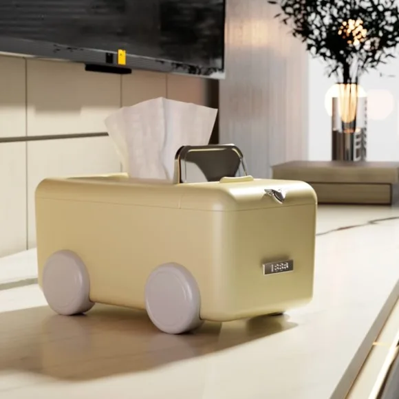 Car-Shaped Tissue Box Holder with Phone Stand for Bathroom Vanity