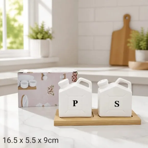 Ceramic Salt & Pepper Jars Set x 2