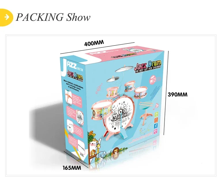 Children Music Toy Macaron Plastic Jazz Drum Set for Kids