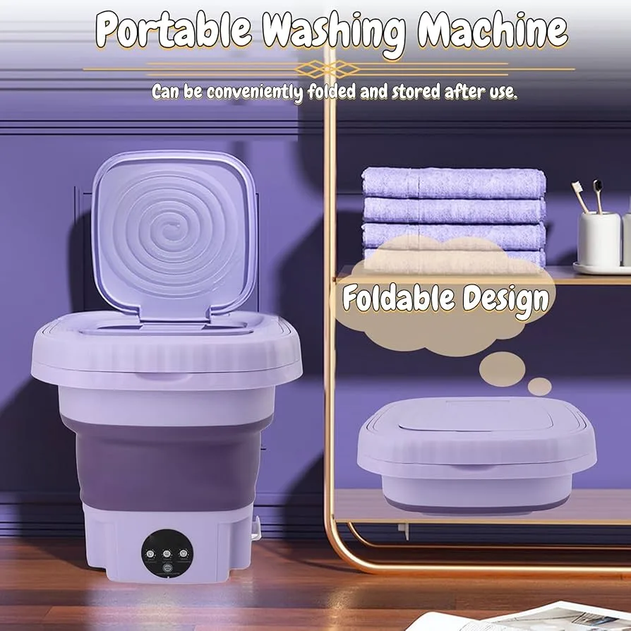 Compact Portable Washing Machine 11L with Folding Design for Travel and Dorm Use, Compact Laundry Appliance