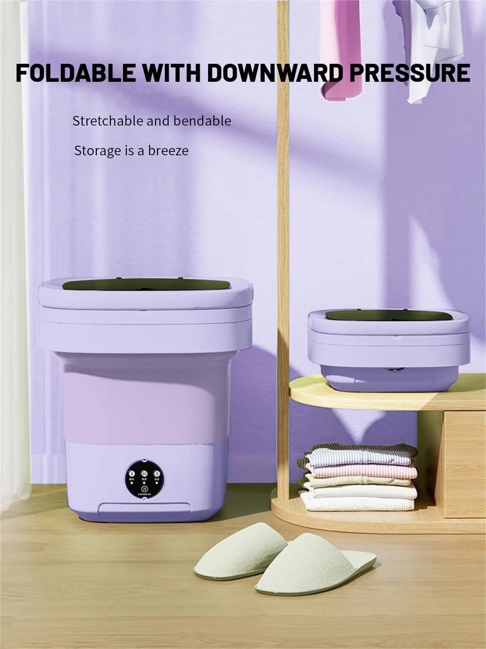 Compact Portable Washing Machine 11L with Folding Design for Travel and Dorm Use, Compact Laundry Appliance