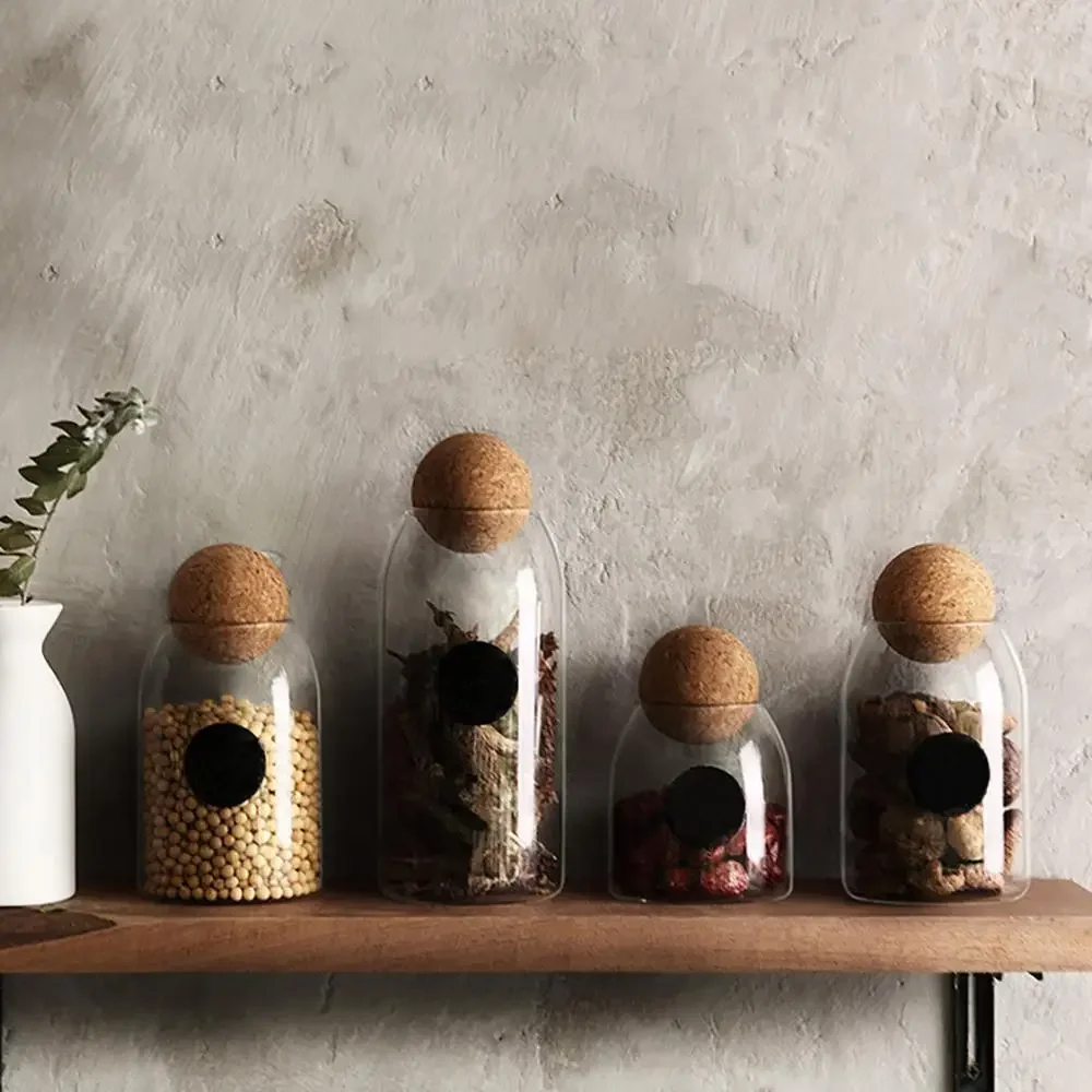 Cork Ball Glass Jar Storage Tank Sealed Tea Cans Grains Transparent Storage Jars 500ML 90x100mm 6 Cork Ball Glass Jar Storage Tank Sealed Tea Cans Grains Transparent Storage Jars 500ML 90x100mm