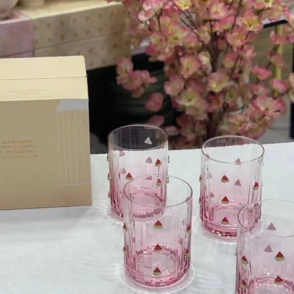 Crystal Drinking Glass Set Embossed Grape Design 6 Pieces 400ml